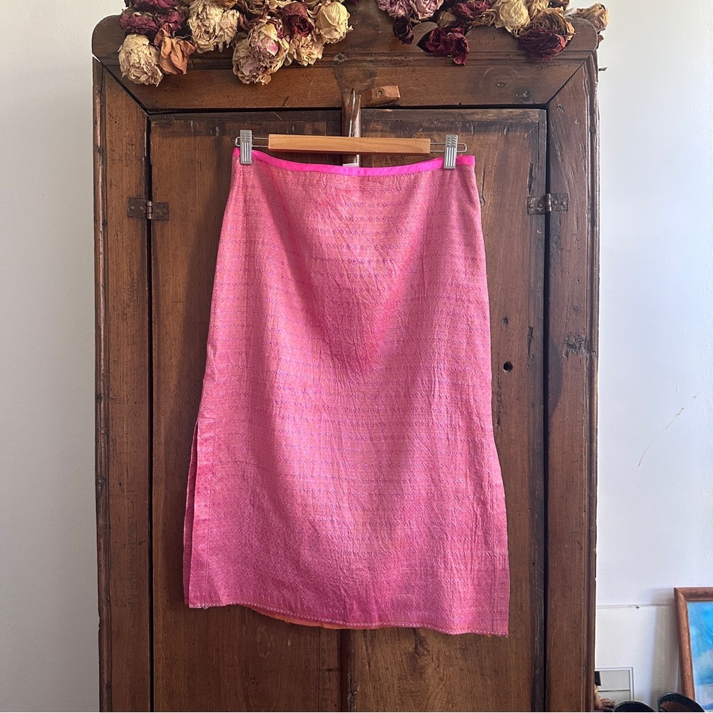 Vintage Dosa Pink Silk Skirt with Slits